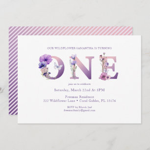 Wildflower Turning One Birthday Invitation