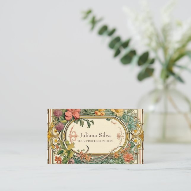 Wildflower Victorian Ornate Border  Business Card (Standing Front)