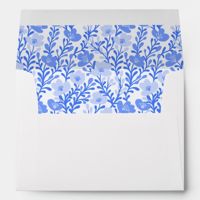 Wildflower Vines Blue Floral Elegant Custom Envelope (Back (Bottom))