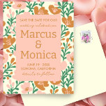 Wildflower Vines Pink Green Custom Save the Date  Postcard<br><div class="desc">Customise this chic floral wedding save the date postcard with your details. You can change everything from the fonts, the colours and all the details. Check my shop for matching items like envelopes, invitations, thank you cards, table number cards, signage and more. I am always happy to make something custom...</div>