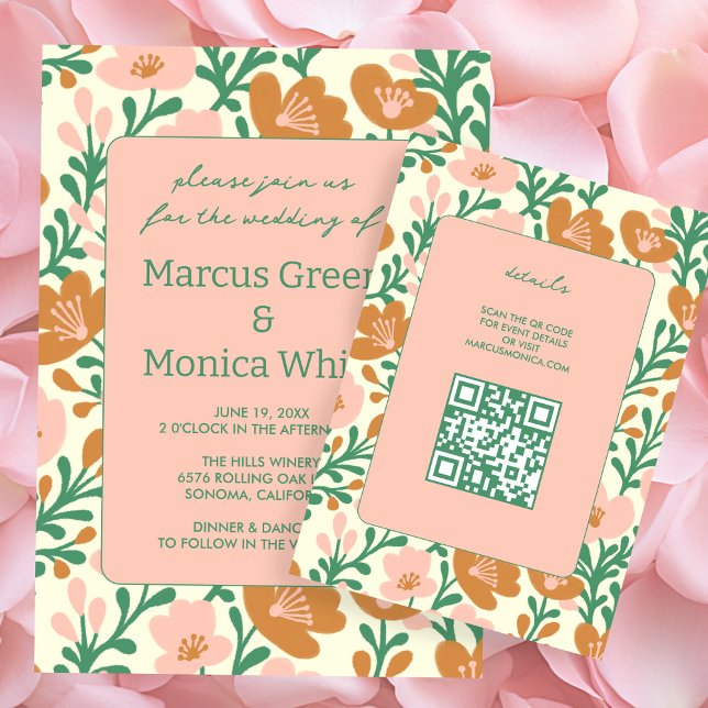 Wildflower Vines Pink Green Custom WEDDING  Enclosure Card (Wildflower Vines Pink Green Custom WEDDING Enclosure Card
)