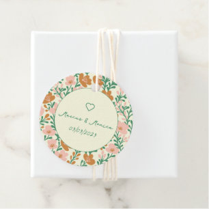 Wildflower Vines Pink Green Elegant Wedding Custom Favour Tags