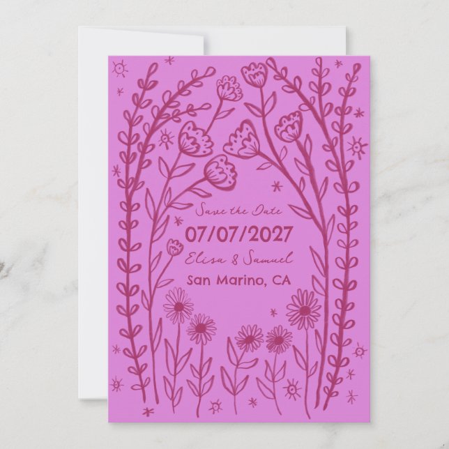 Wildflower Vines Wedding Save the Date CUSTOM QR  (Front)