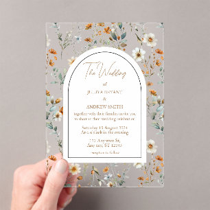 Wildflower vintage wedding acrylic invitations
