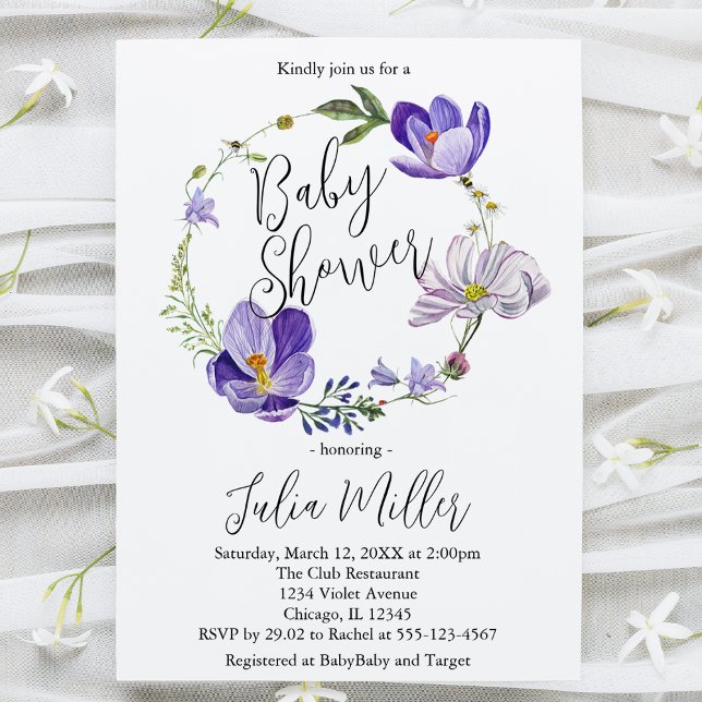 Wildflower Violet Baby Shower  Invitation (Creator Uploaded)