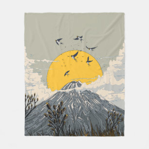 Wildflower Volcano Mountain Fleece Blanket