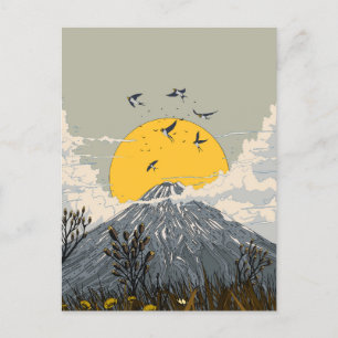 Wildflower Volcano Mountain Holiday Postcard