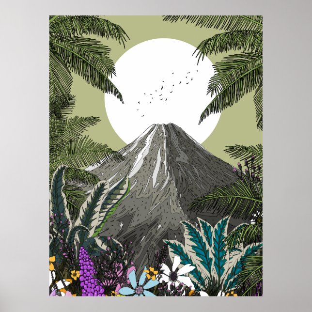 Wildflower Volcano Mountain Poster (Front)