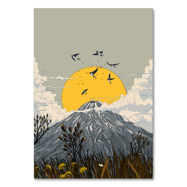 Wildflower Volcano Mountain Table Number (Front)