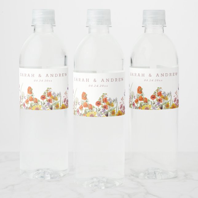 Wildflower Water Bottle Labels - Wedding Flowers (Bottles)
