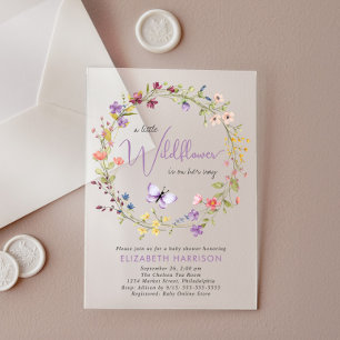Wildflower Watercolor Baby Girl Shower Acrylic Invitations