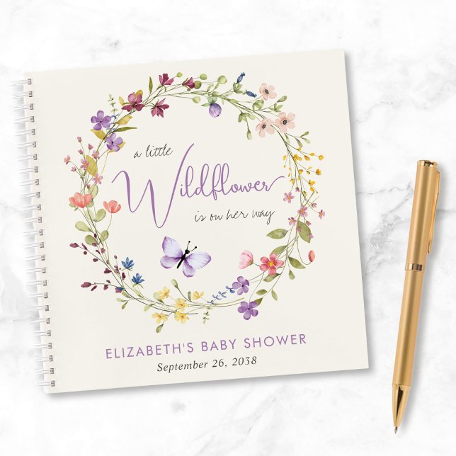 Wildflower Watercolor Baby Girl Shower Guest Book (Creator Uploaded)
