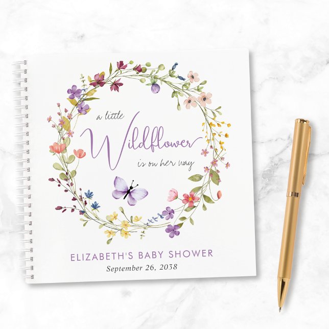 Wildflower Watercolor Baby Girl Shower Guest Book (Creator Uploaded)