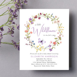 Wildflower Watercolor Baby Girl Shower Invitation