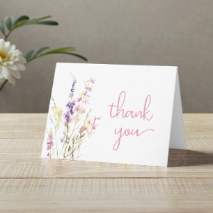 Wildflower Watercolor Baby Girl Shower Thank You Card