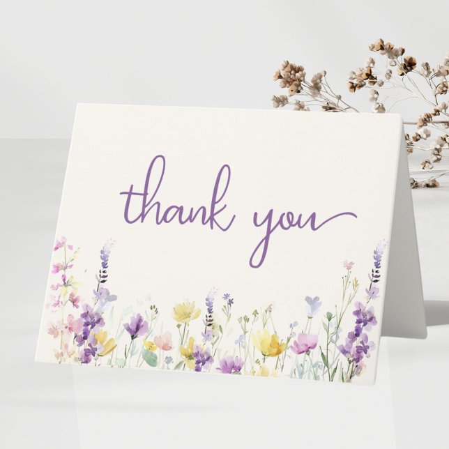 Wildflower Watercolor Baby Girl Shower Thank You Card (Creator Uploaded)