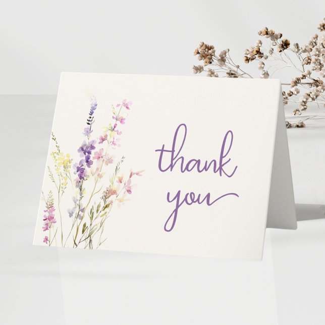 Wildflower Watercolor Baby Girl Shower Thank You Card (Creator Uploaded)