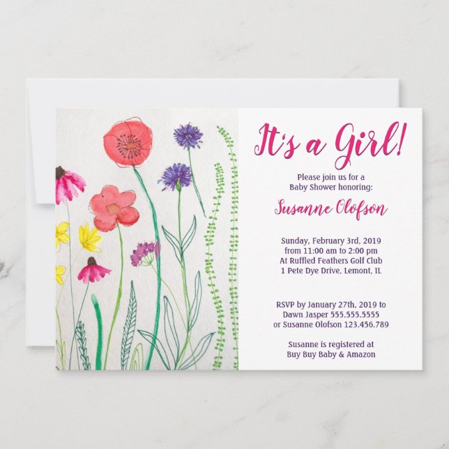 Wildflower Watercolor Baby Shower Invitation (Front)