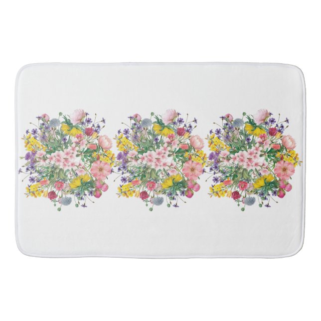 Wildflower Watercolor Bath Mat (Front)