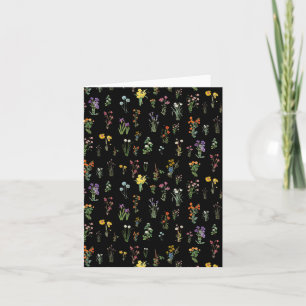 Wildflower Watercolor Black Botanical Floral Card
