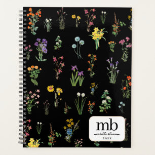 Wildflower Watercolor Black Botanical Floral Planner