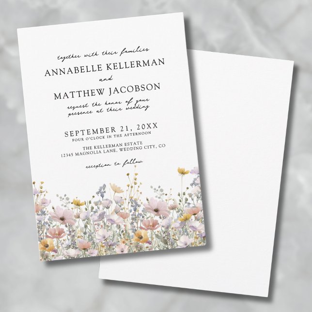 Wildflower Watercolor Botanical Floral Wedding Invitation (Wildflower Watercolor Botanical Floral Wedding Invitation )