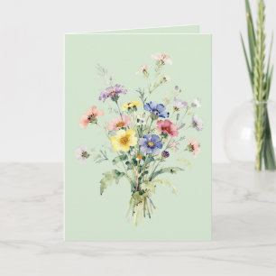 Wildflower Watercolor Bouquet  Card