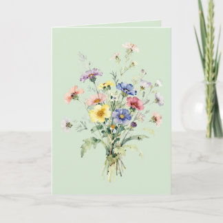 Wildflower Watercolor Bouquet  Card