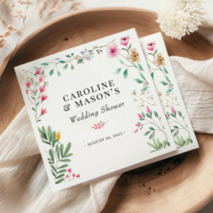 Wildflower Watercolor Bridal Shower Napkin