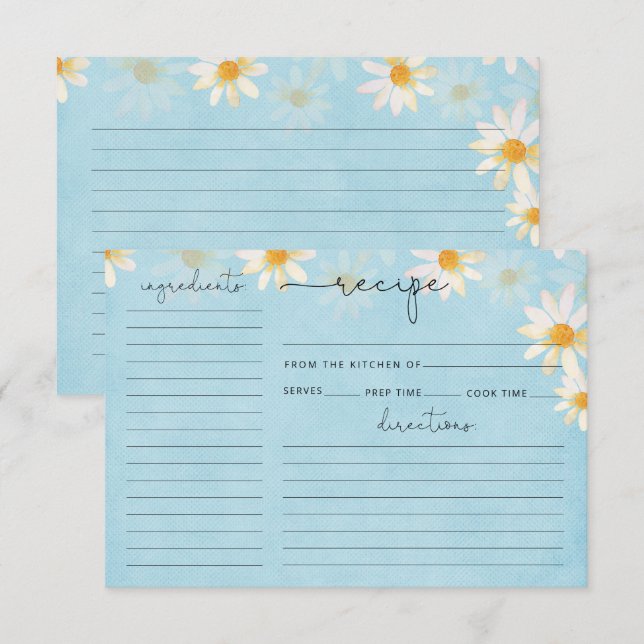 Wildflower Watercolor Bridal Shower Recipe card (Front/Back)