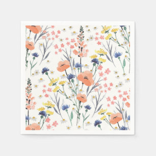 Wildflower watercolor floral baby shower napkin