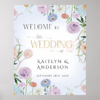 Wildflower Watercolor Floral Blue Welcome Wedding