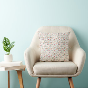 Wildflower Watercolor Floral Botanical Pattern Cushion