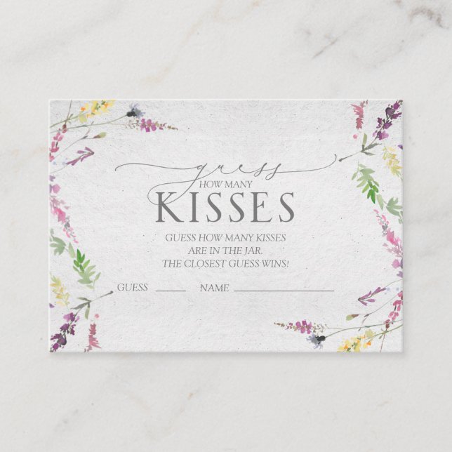 Wildflower Watercolor Floral Bridal Shower Game  Enclosure Card (Front)