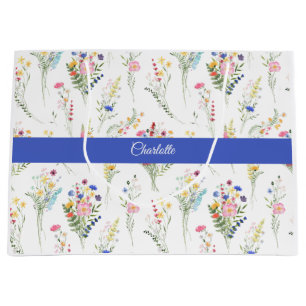 Wildflower Watercolor Floral Pattern Large Gift Bag