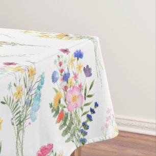 Wildflower Watercolor Floral Pattern Tablecloth
