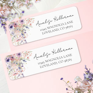 Wildflower Watercolor Floral Return Address Label