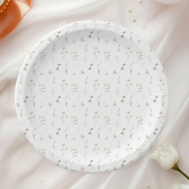 Wildflower Watercolor Floral Spring Summer Paper Plate (Creator Uploaded)