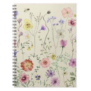 Wildflower Watercolor Floral Whimsical Garden Notebook