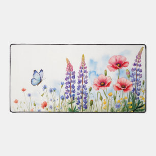 Wildflower Watercolor Garden Art Desk Mat