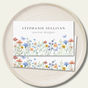 Wildflower Watercolor Interior Designer Business Card