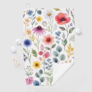 Wildflower Watercolor Meadow Botanical Floral Golf Towel