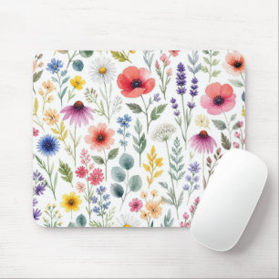 Wildflower Watercolor Meadow Botanical Floral Mouse Pad