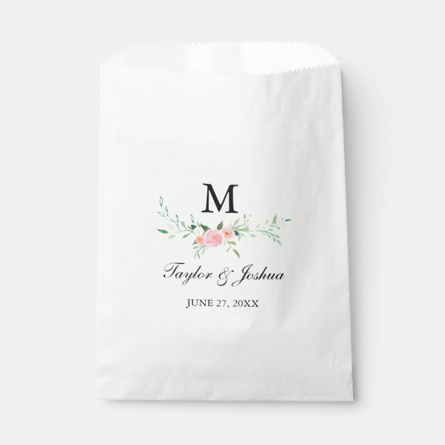 Wildflower Watercolor Monogram Favour Bags (Front)