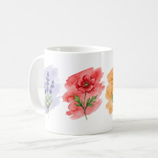 Wildflower Watercolor Mug |  4 Botanical Flowers