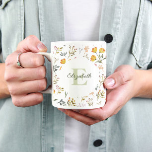 Wildflower Watercolor Personalise Coffee Mug