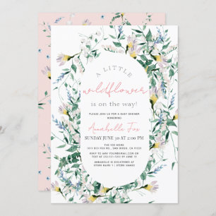 Wildflower Watercolor Pink Girl Baby Shower Invitation