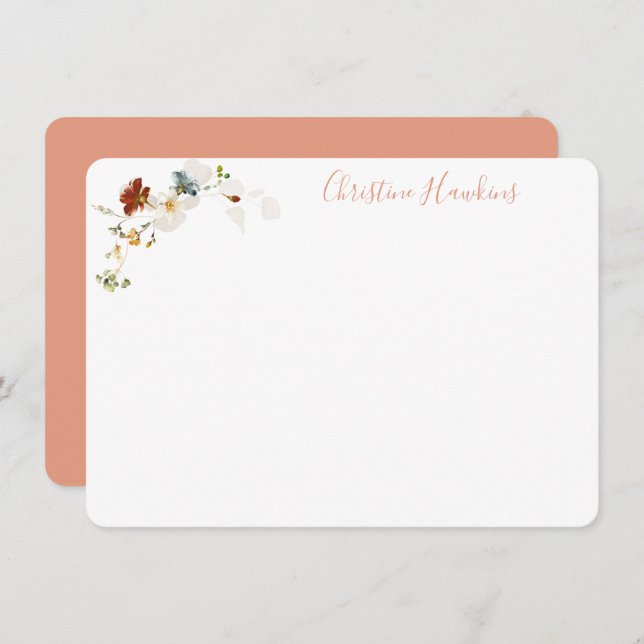 Wildflower Watercolor Pretty Floral Personalised Card (Front/Back)