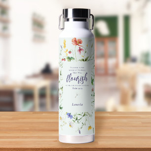 Wildflower Watercolor Scripture Personalised Water Bottle