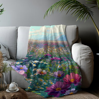 Wildflower Watercolor Sherpa Blanket